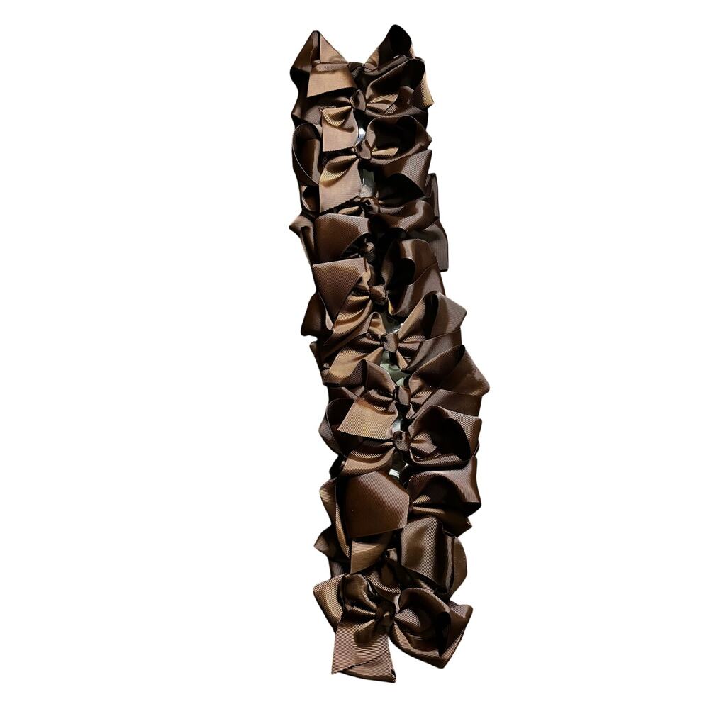 NWT Set of 12 Chocolate Brown Clamp Hair Bows About 5ish Inches Each